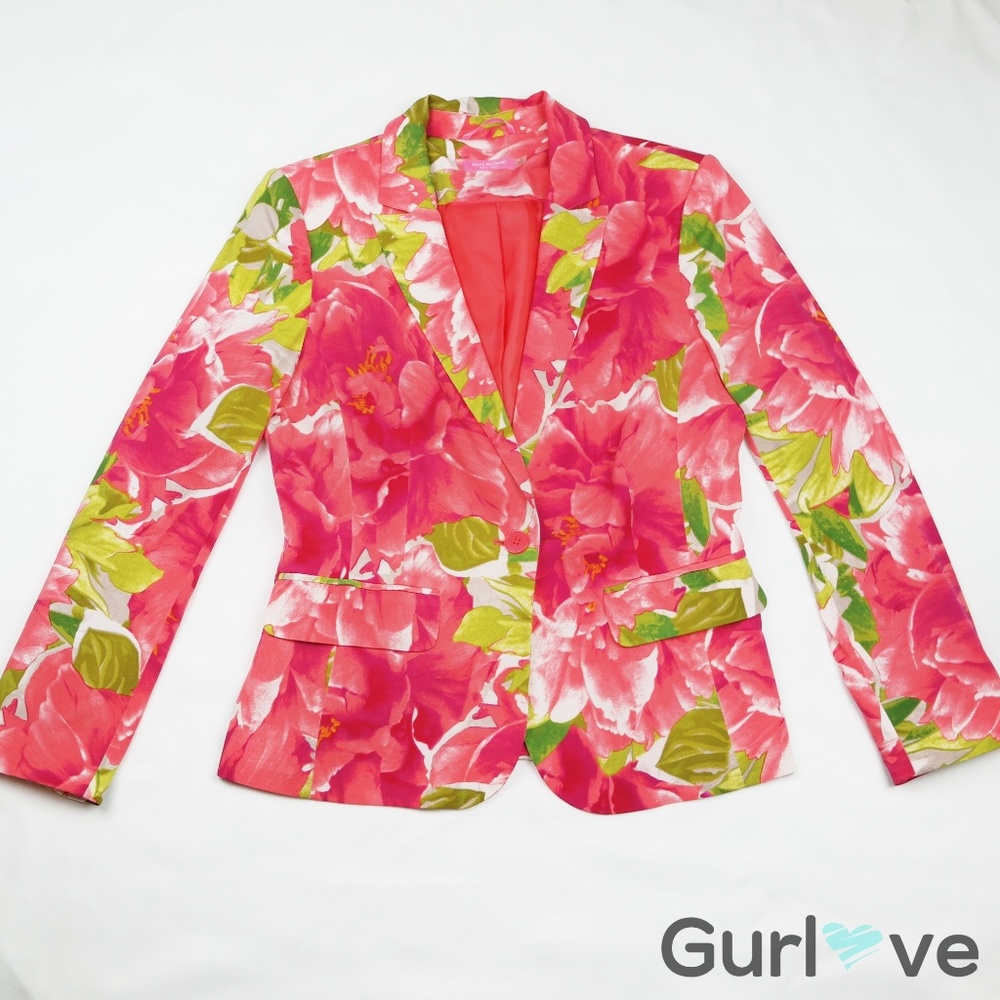 Isaac Mizrahi Floral Blazer - Pink and Green - Picture 2 of 8